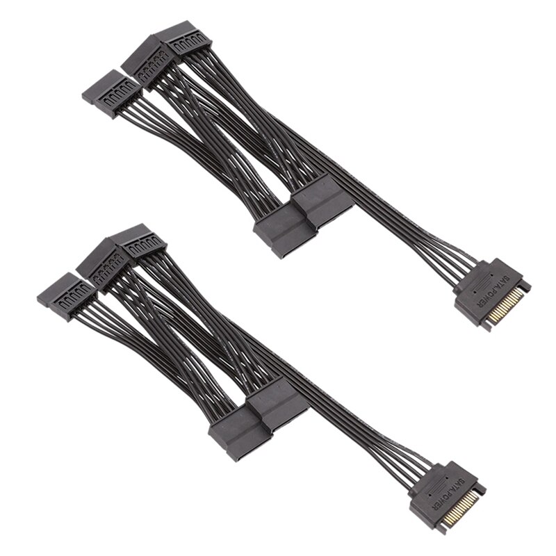 (2PCS) 15 Pin SATA Power Extension Hard Drive Cable 1 Male To 5 Female Splitter Adapter Hard Disk Expansion Cable (3TF): Default Title