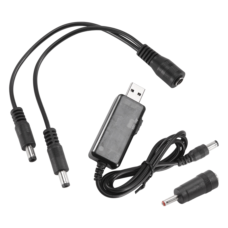 Usb boostkabel 5v step up  to 9v 12v likespenningsomformer 1a step-up volt transformator likestrømsregulator med bryter og led volt