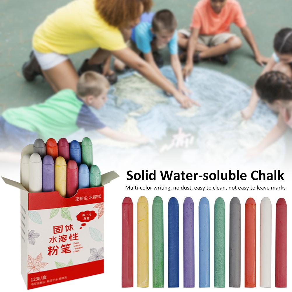 Chalk 12PCS Water-soluble Sidewalk Stick 11 Colors Dust-free Graffiti Draw Writing Sidewalk Stick For Home Teaching Use