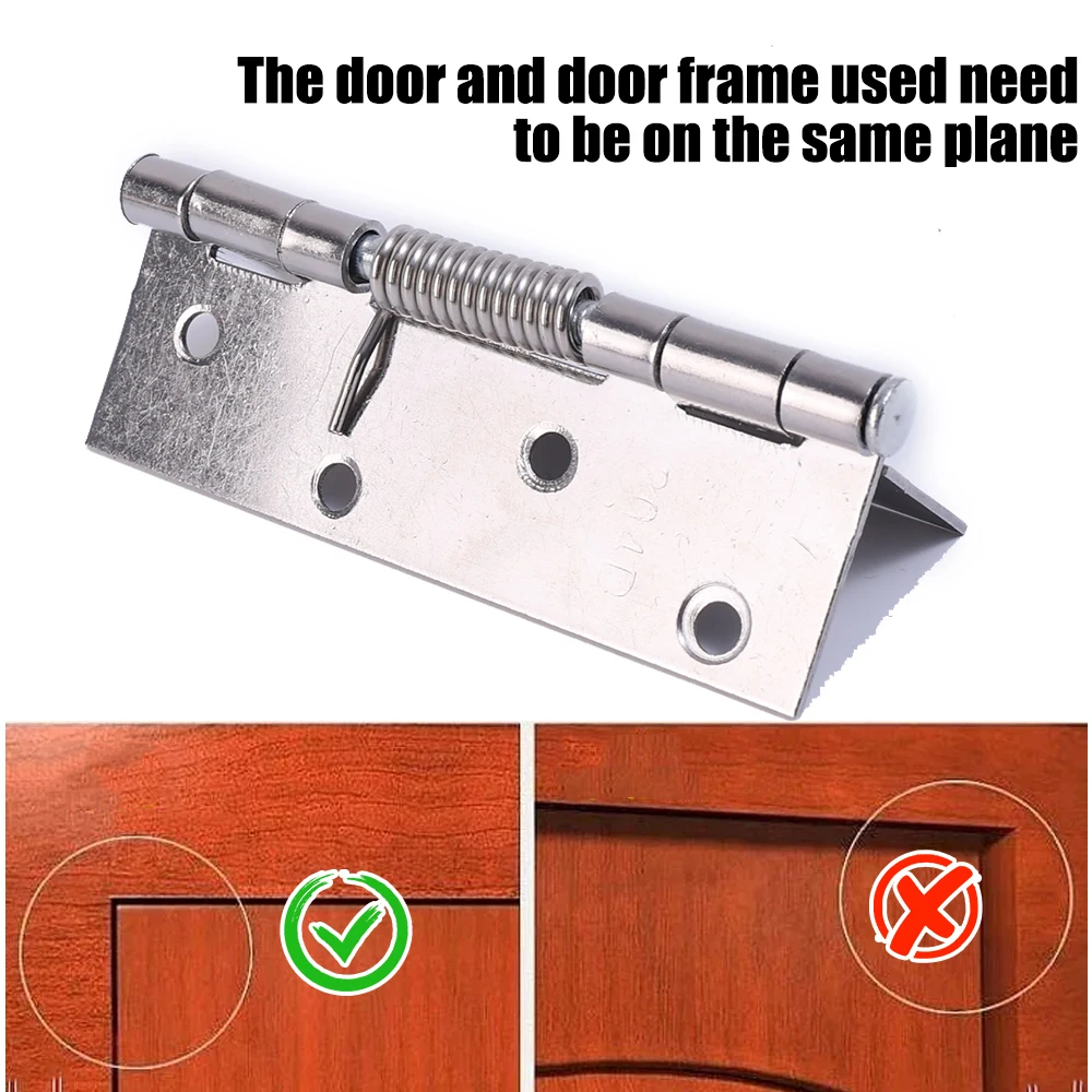 1/2Set Self Closing Spring Door Hinges Stainless Steel Hinge For Cabinets Door Closer Automatic Closing Hinge Furniture Hardware