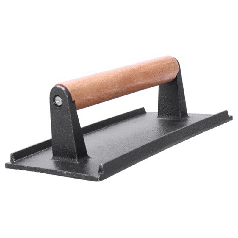 Kraftig bøf og burgerpresse med træhåndtag til grill, grillplader og fladplader. perfekt gadget til bacon
