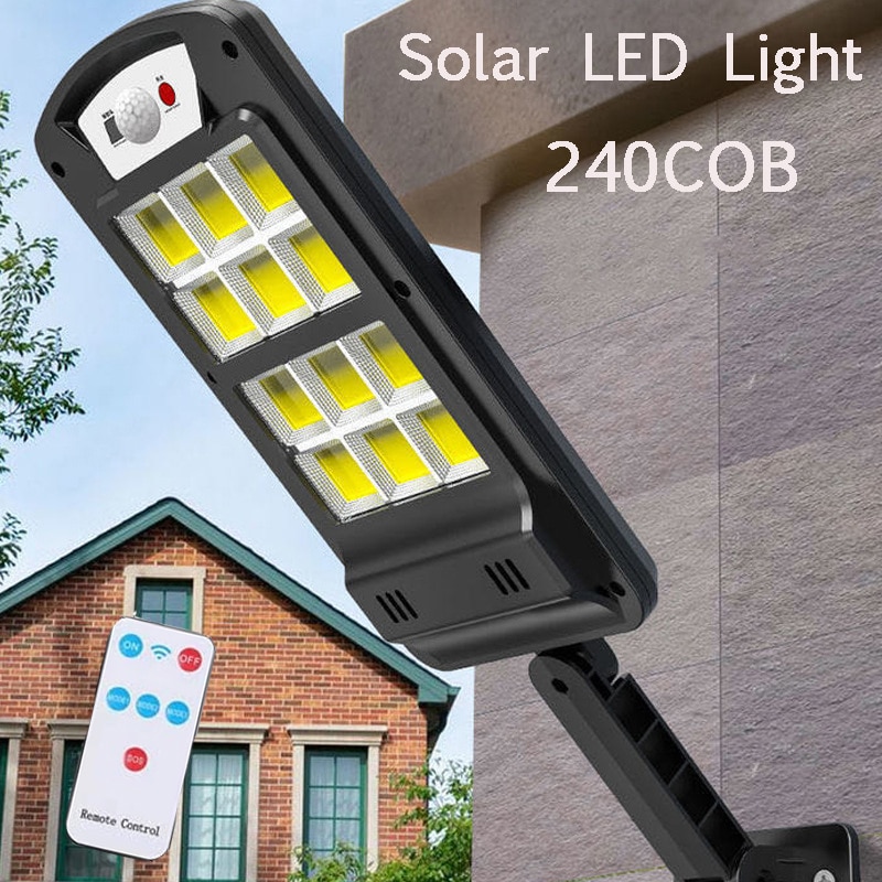 240 COB Solar LED Light Waterproof PIR Motion Sensor Smart Remote Control Lamp Outdoor Street Garden Security Wall Light: 240COB / No remote control