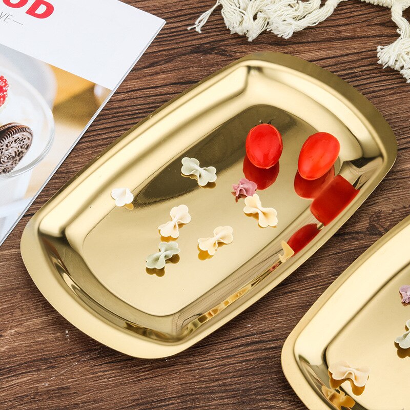 Stainless steel square plate barbecue plate flat bottom plate snack plate heart dish Korean cooking tableware