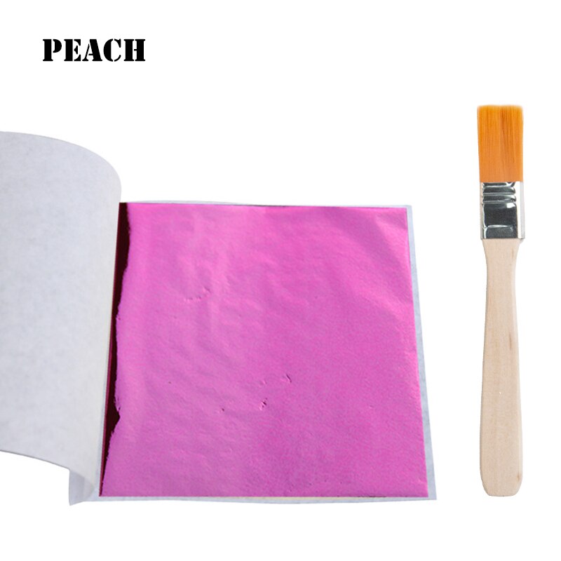 Aomily 8x8.5cm 10 Sheets Practical K Pure Shiny Gold Leaf for Gilding Funiture Lines Wall Crafts Handicrafts Gilding Decoration: Pink
