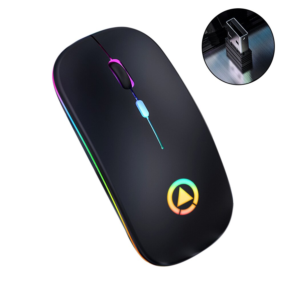 White 2.4G Wireless Mouse Silent Mute Rechargeable Computer Accessories Office Bluetooth Mice With USB Cable: 2A