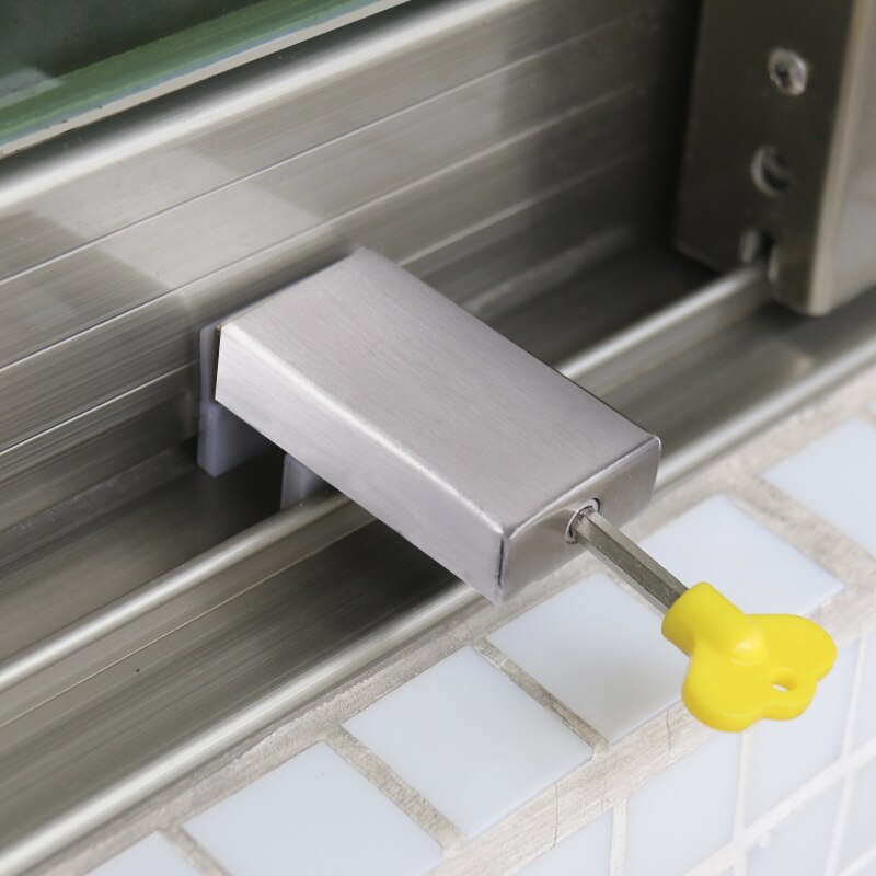 Stainless Steel Window Lock Punch-Free Door and Window Lock Sliding Door Lock Children Protective Safety Lock Gadgets Anti-Theft
