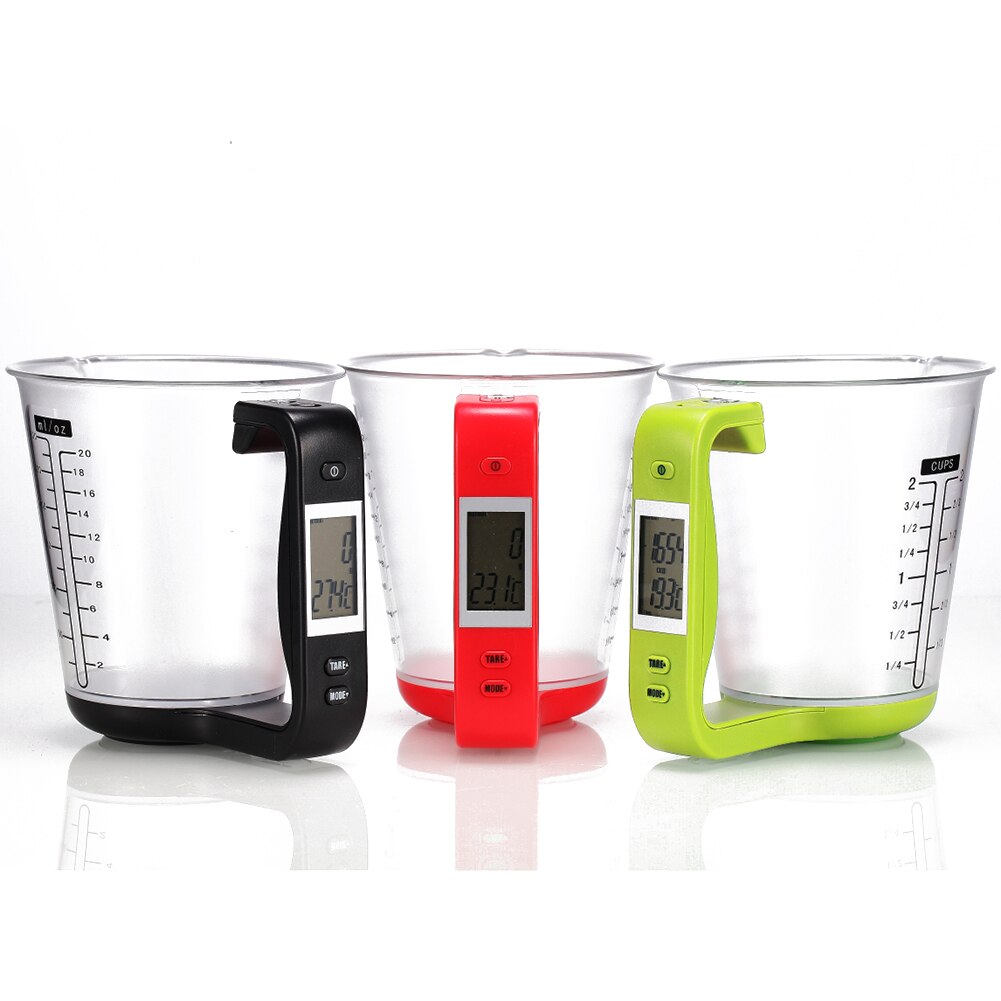 Portable Electronic Measuring Cup Kitchen Scales with LCD Display Plastic Digital Beaker Host Weigh Temperature Measurement Cups