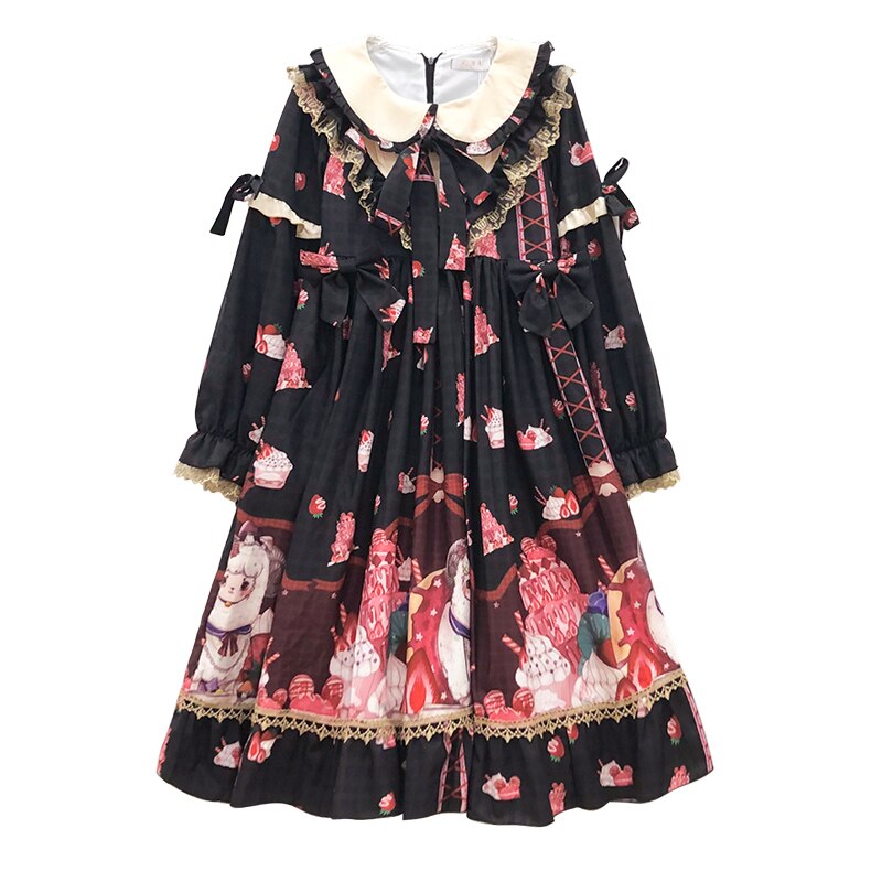 Kawaii girl gothic Lolita japonés retro sweet girl Lolita bowknot vintage, victoriano vestido palaciego lolita op cos