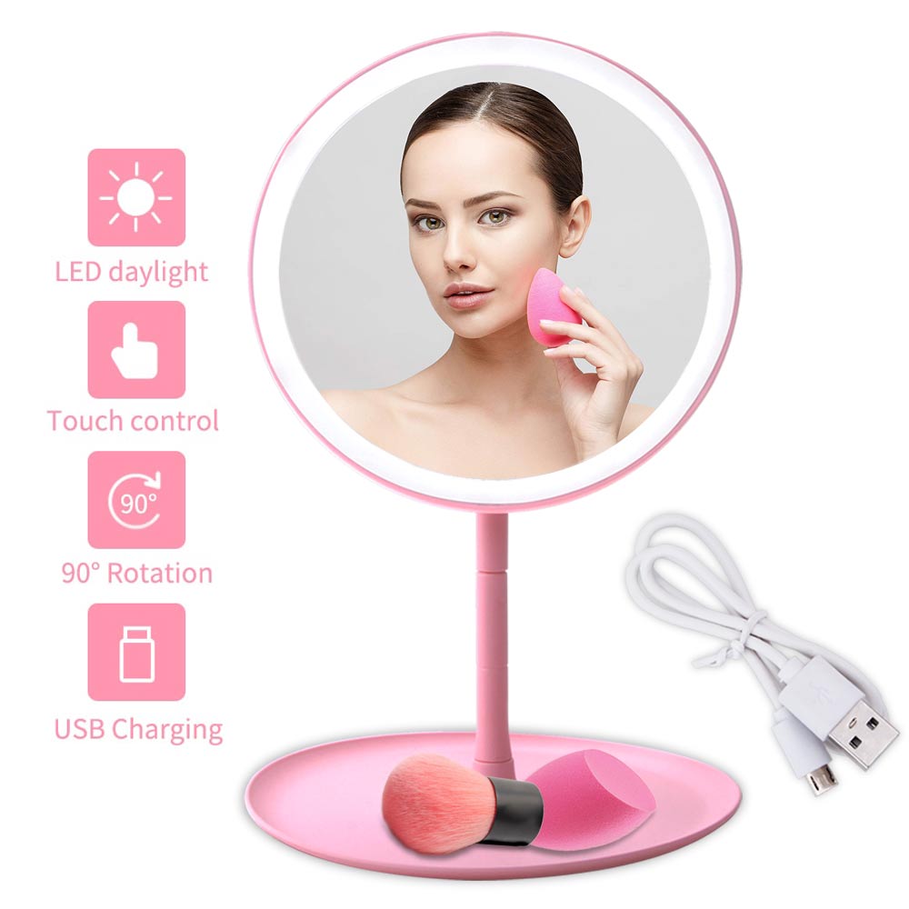 Pantalla táctil espejo de maquillaje ajustable luz LED luz Natural blanca luz del día espejo cosmético espejo de tocador Flexible maquillaje cosméticos