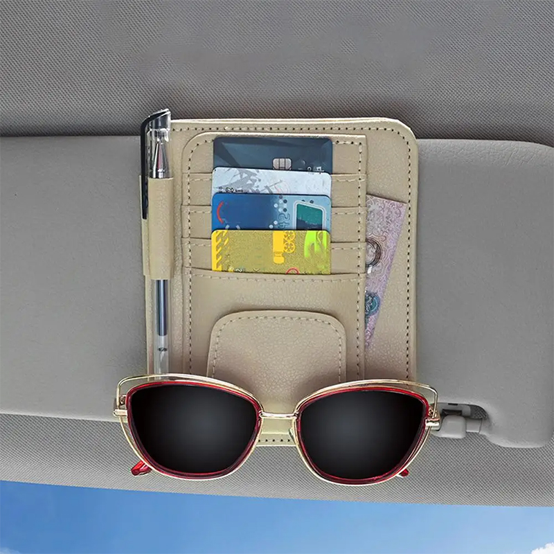 Car Sun Visor Multi-Pocket Glasses Holder Sunshade Card Bag For Renault Megane 2 3 4 Twingo Clio Talisman Captur Trafic Kwid Sce