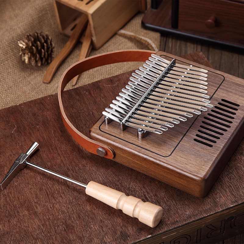 Portátil Piano 17 teclas Piano de pulgar Kalimba de placa única de de madera de caoba cuerpo instrumento Musical