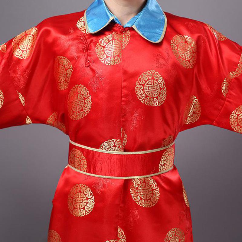 Hombres rojo ropa China de estilo antiguo ropa para Cosplay fantasma disfraz de Halloween cadáver China Qing dinastía eunuco Guerrero Bata