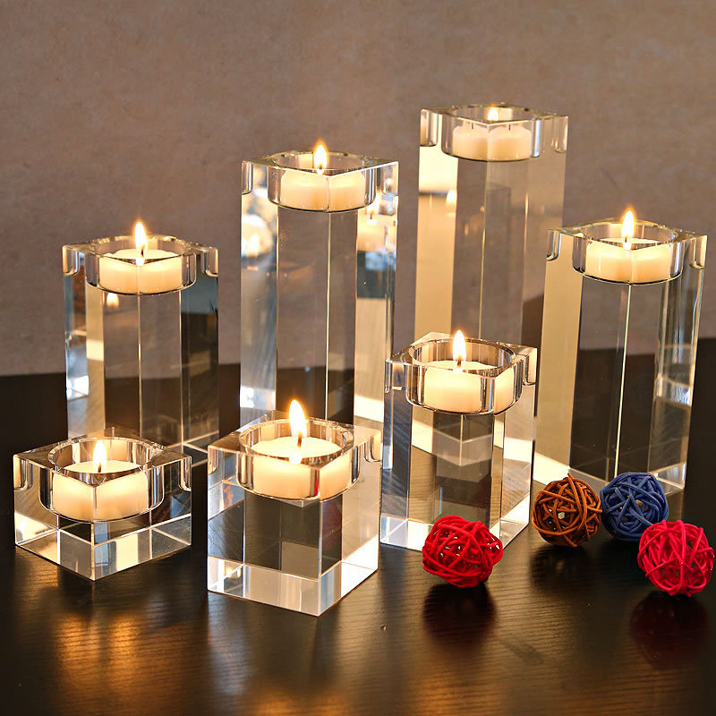Crystal Candle Holders Clear Romantic Candle Holders Tealight Candlestick Wedding Decorations Home Party Desktop Candlestick