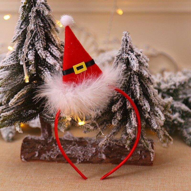 20pcs Funny Cute Red Gold Plush Antler Reindeer Head Buckle Headband Headwear Party Children Adult Navidad Christmas: Belt headband