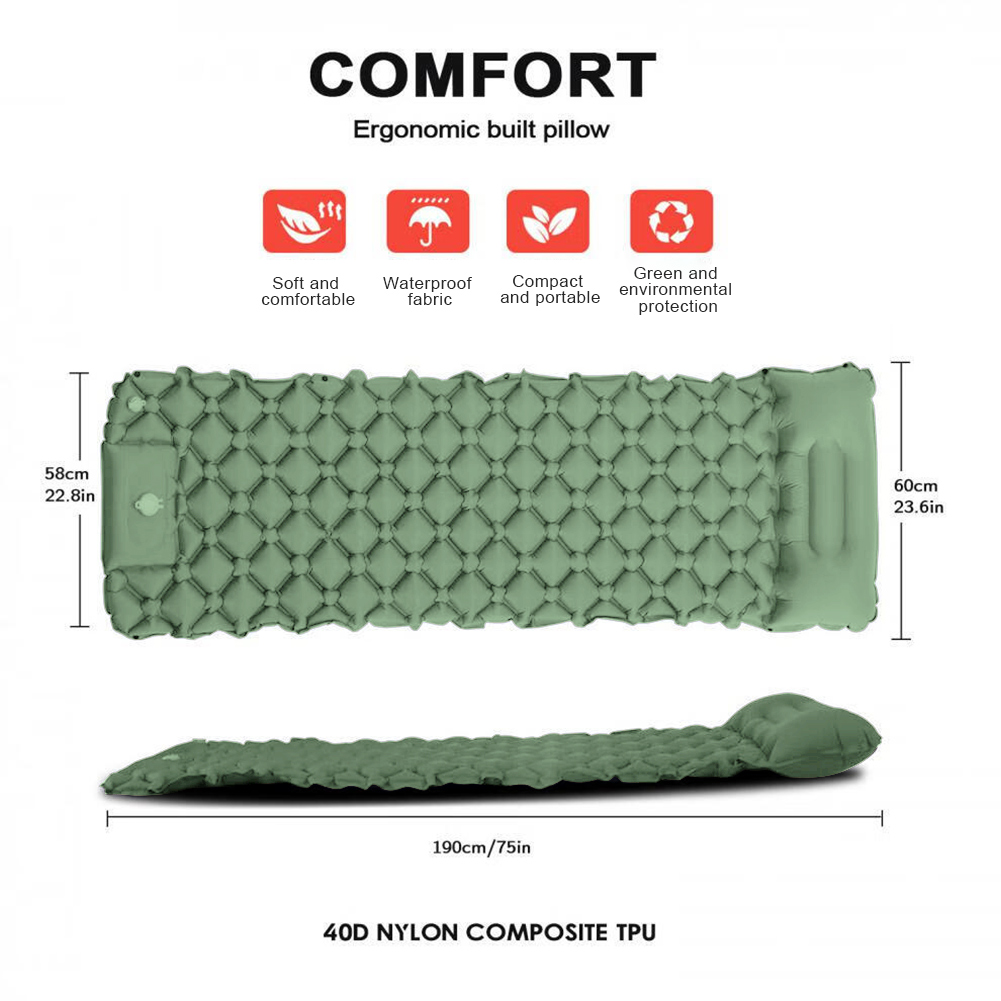 Utomhus tjockare campingmadrass vattentät sovmatta lätt luftkudde för vandring, trekking, fiske, sovunderlag