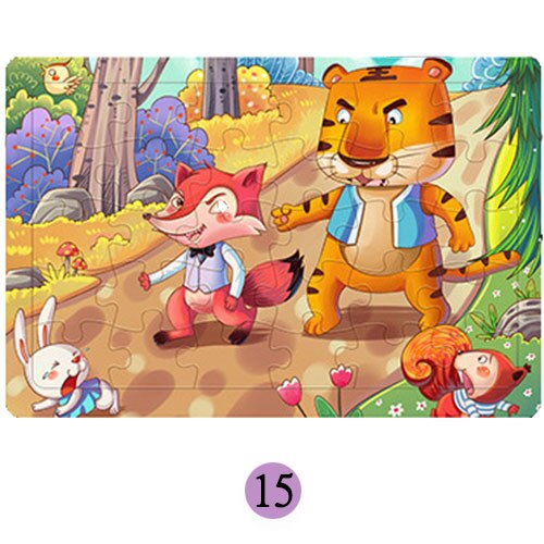 3D Puzzles Wood Jigsaw Puzzle for Kids 30Pieces Blocks Cognitive Education Baby Toys Cartoon Animals Puzzle Toy Games Xmas: 15