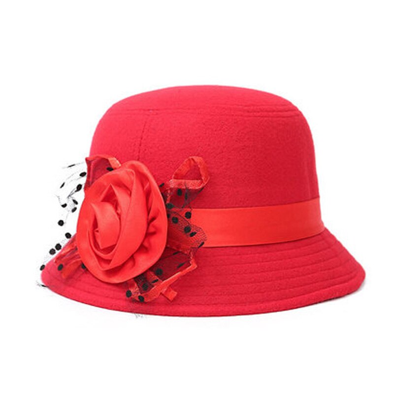 Zuivere koepelvormige wollen dames fedora dames lente winter hoeden voor vrouwen fedora's bloemen effen wol dame gorras brede rand meisjes fedora's
