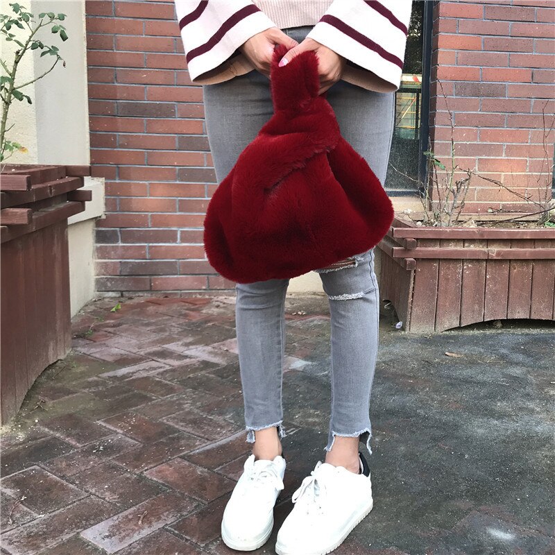 LANMMRE Bag Patroon Persoonlijkheid Imitatie Konijn Faxu Bont Handtas Voor Vrouwen Alle Match Luipaard Print Emmer Zak YF945