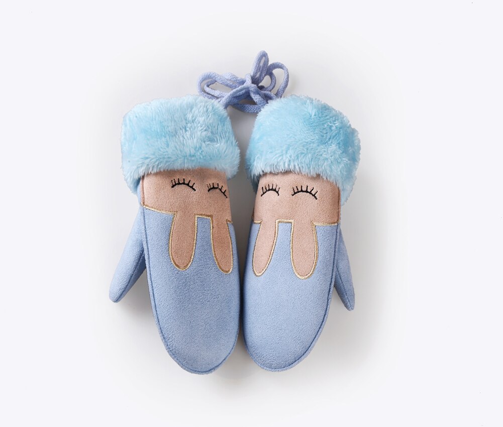 7 kolorów zimowe dziecięce rękawiczki Kawaii nowe pluszowe kreskówki grube futrzane mitenki regulowane ciepłe dla niemowląt dzieci szkolne rękawiczki