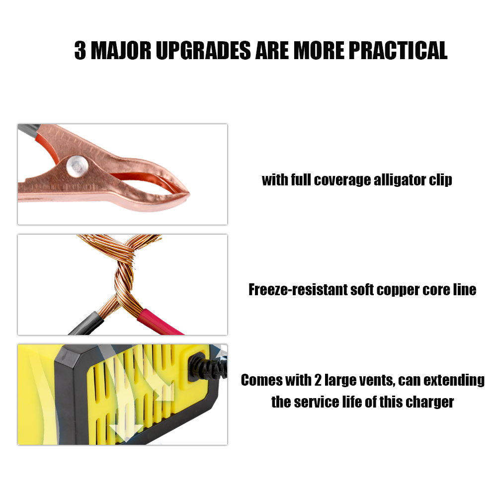 Chargeur de batterie de voiture automatique 12V 8a, Charge rapide intelligente, pour réparation d'impulsions, pour batteries au plomb, sèches et humides