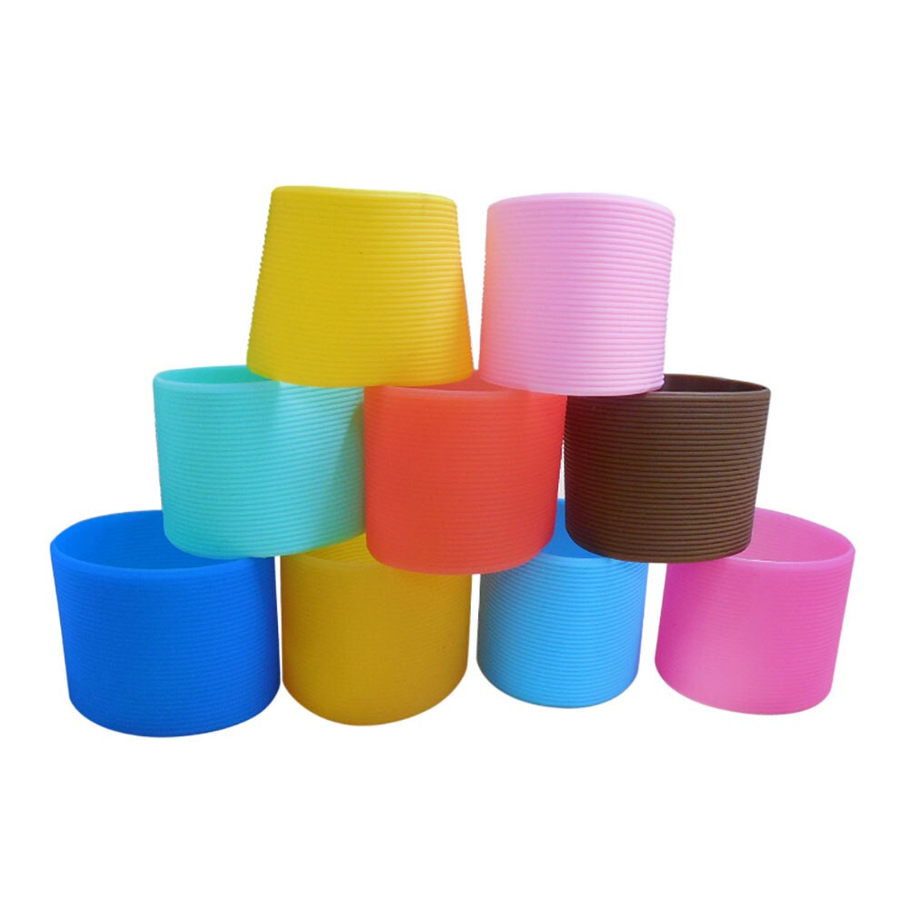Silicone world 6.5CM tazza di vetro in Silicone tazza antiscivolo manica isolamento antiscivolo copertura protettiva striscia orizzontale copertura isolante