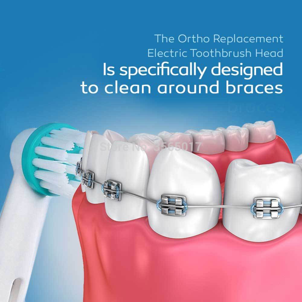 Braun-cabezal de cepillo orto genérico Oral-B, y potente, Kit de boquillas De 8 Compatible ortodoncia cabezales de cepillo de dientes eléctrico