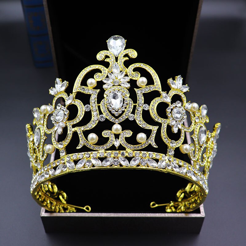 6 farger dronning konge tiaraer og kroner måke sølv farge brude butikk diademer perle krystall luksus bryllup hår tilbehør: måke