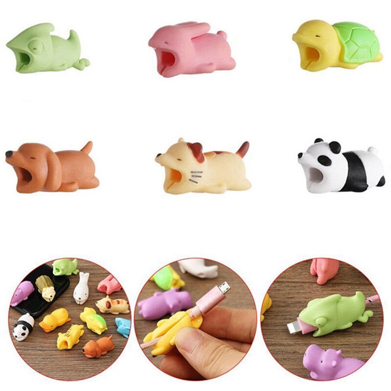 Cable Winder Cute Animal Bite Cable Protector for Cable Chompers Organizer Bites Doll Model Holder Cable Winder