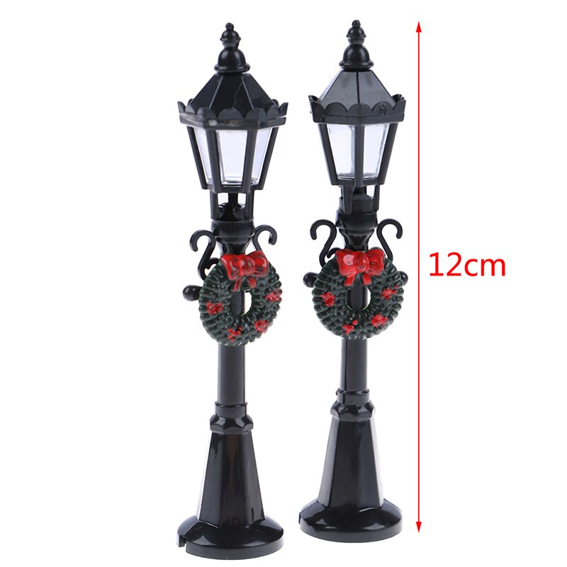 1Pc Black 1/12 Dollhouse Miniatuur Kerst Park Street Lamp Pop Streetlight Speelgoed Voor Poppenhuis Tuin Decoratie 12Cm