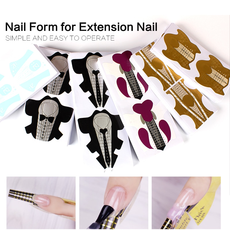 YZX 1 Zak/100 Stks Salon Stiletto Nail Forms Acryl Curve ronde Nagels UV Gel Extension Nail Art Guide Vorm Zelfklevende Sticker