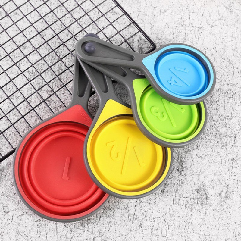Measuring Cups Collapsible Measuring Cups 4 Piece Measuring Tool Engraved Metric/US Markings For Liquid &amp; Dry Measuring Space