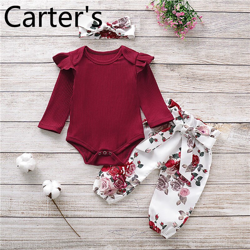 Carters Baby Mädchen Lustige Baby Strampler 3-stück Baby lange ärmeln anzug frühling herbst gedruckt Karosserie Schlauch Baby Mädchen Bodys