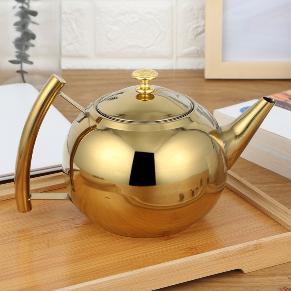 1.5l/2l gyllene flis vattenkokare med sil rostfritt stål tekanna polska hållbart kaffe kallvatten kruka hem te verktyg: 1.5l guld