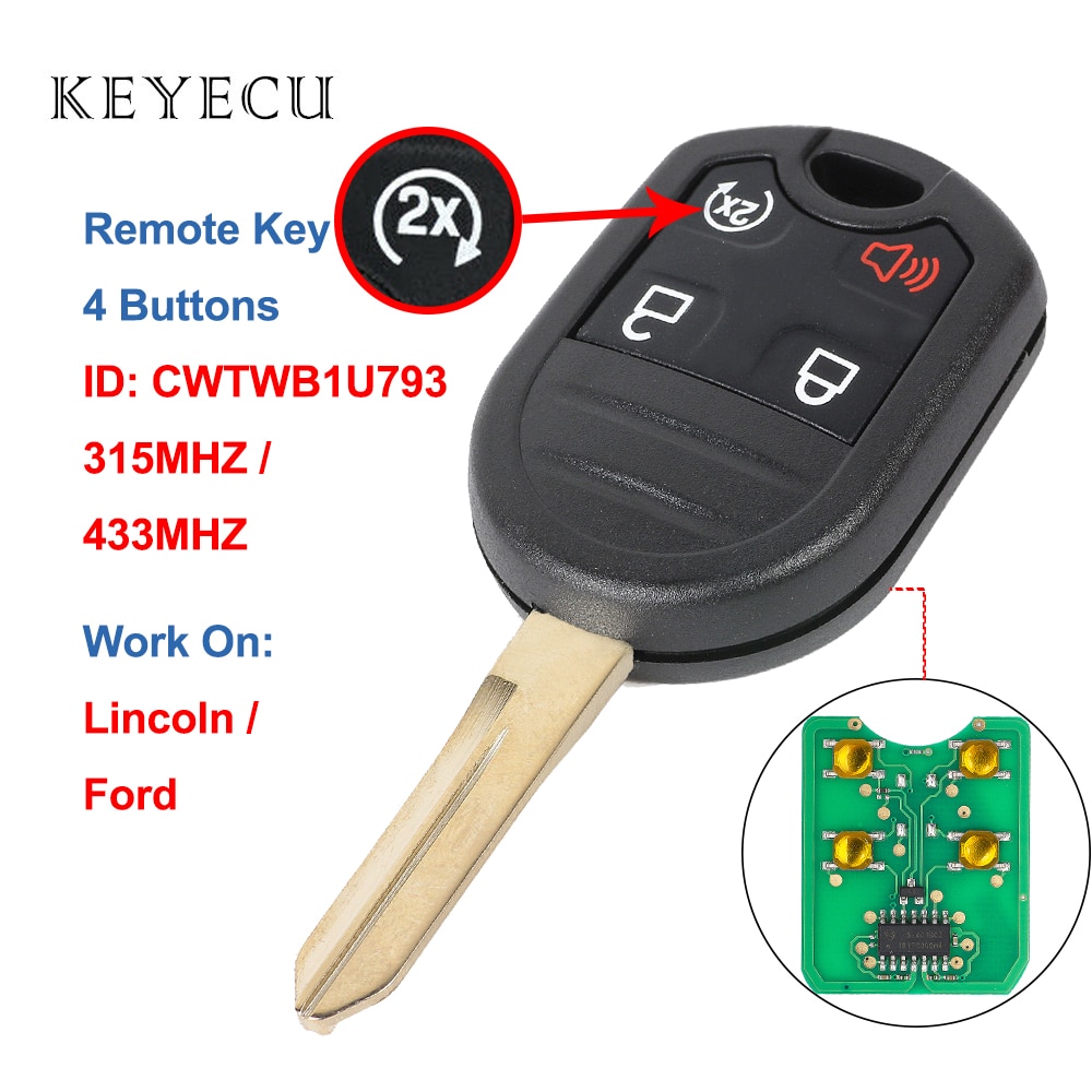 Llavero para coche remoto con 4 botones, 315 MHZ/433 MHZ, para Ford Explorer F150 250 350, para el navegador de la linkmark LT