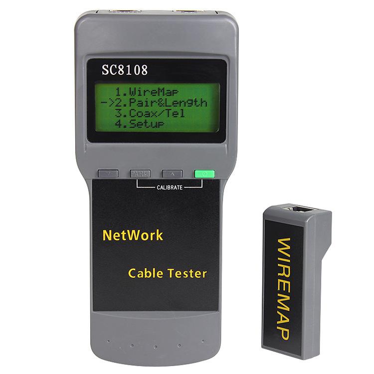 SC8108 Lcd Netwerk Tester Draagbare Multifunctionele Draadloze CAT5 RJ45 Lan Telefoon Meter Lengte Kabel Tester Meter R20