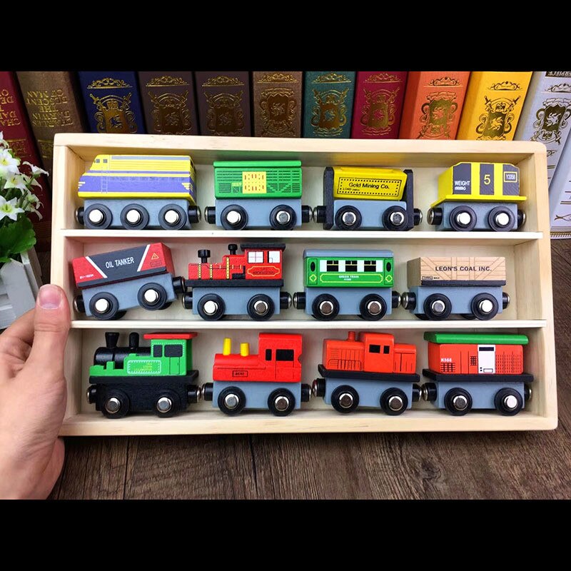 12 Stuks Kinderen Houten Trein Set Trein Netic Speelgoed Set Kinderen Speelgoed Trein Set Kinderen -Prachtige Verpakking Doos