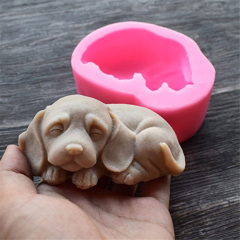 3D Hond Siliconen Zeep Mallen Leuke Puppy Mallen Voor Zeep Maken Chocolade Cake Bakken Mallen Fondant Cake Hond Mallen