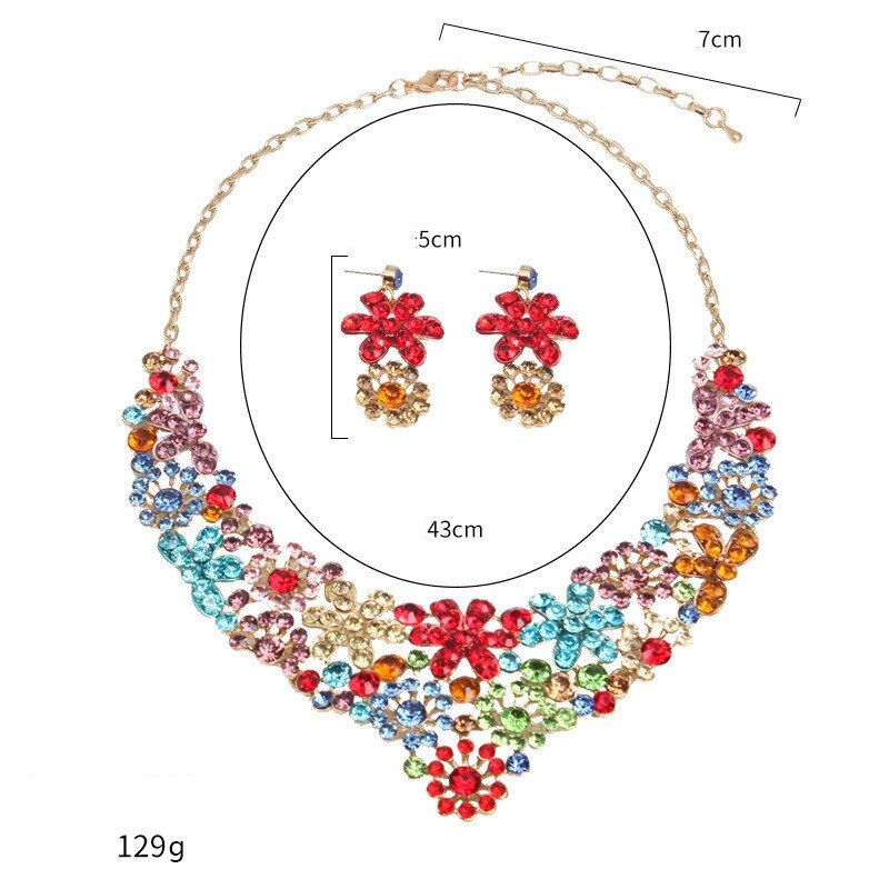 Joya de boda romántica, conjunto de pendientes de collar grande con diamantes de imitación para chica, de graduación, , joyería