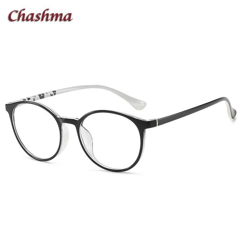 Women Round Frame Optical Eyewear Prescription Glasses for Girls Purple Retro Gafas Female: Black White