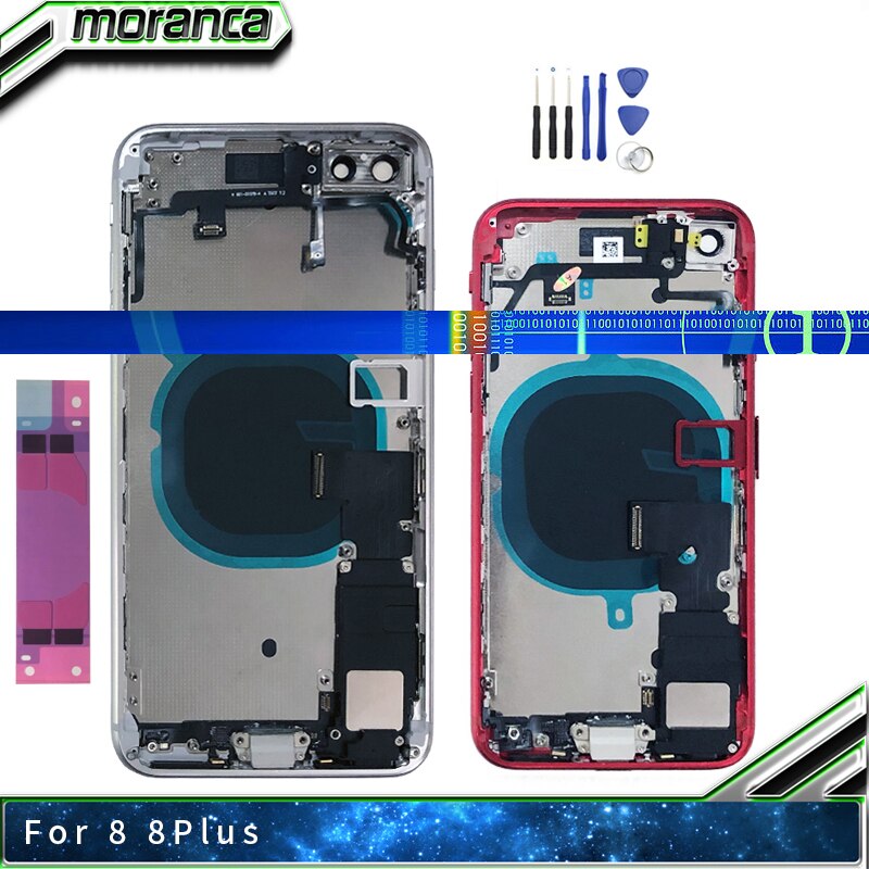 Volledige Behuizing Voor Iphone 8 8Plus Plus Back Battery Cover Midden Frame Chassis + Glas Met Flex Kabel kleine Onderdelen Vergadering
