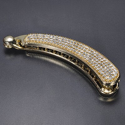 Glänzende Strass Frauen Mädchen Haarnadeln Banane Barrettes Clip Koreanische Stil für Elegante Weibliche Haar Clip Haar Zubehör: Weiß Strass