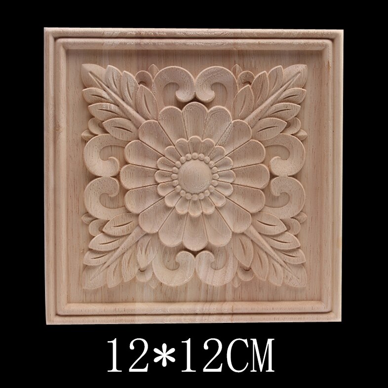 Calcomanía para madera apliques de madera Onlay artesanía de madera tallada decoración sin pintar antiguo largo Floral grande de goma muebles de madera para el hogar: B110-3