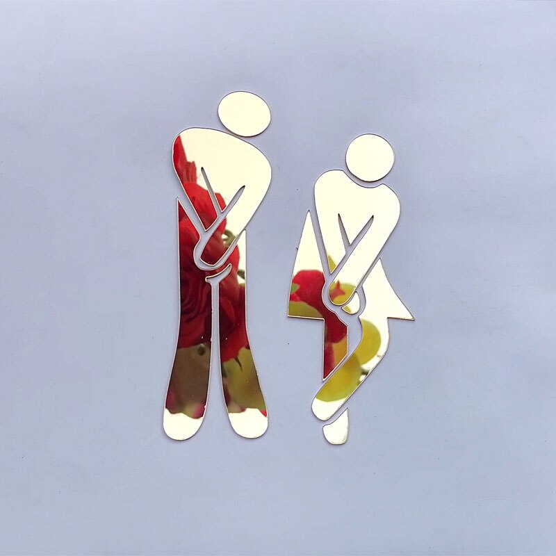 WC Toilet Entrance Sign Door Stickers For Public Place Home Decoration Pattern Wall Decals Diy Funny Vinyl Mural Art: gold E