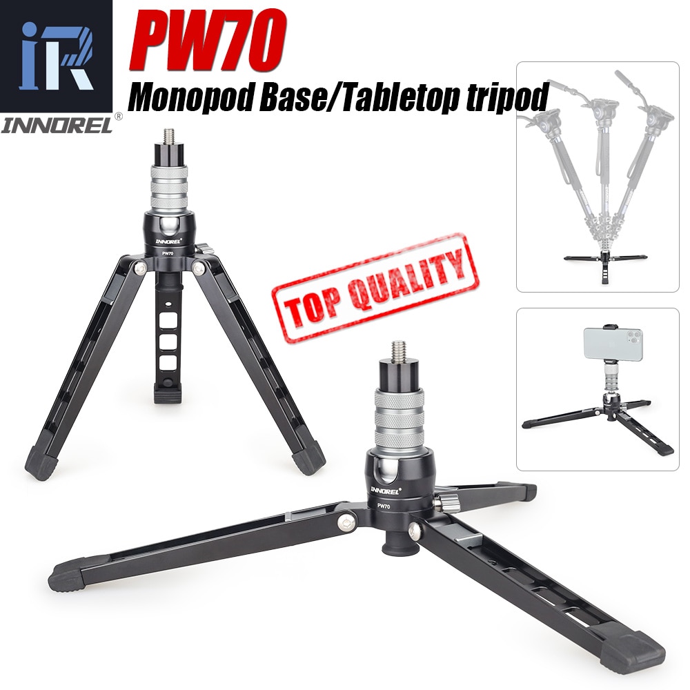 PW70 Mini Statief Monopod Stand Base Voor Dslr Camera Gopro Mobiel Mount Metalen Flexibele Desktop Tafelblad Tripode Met Bal Hoofd