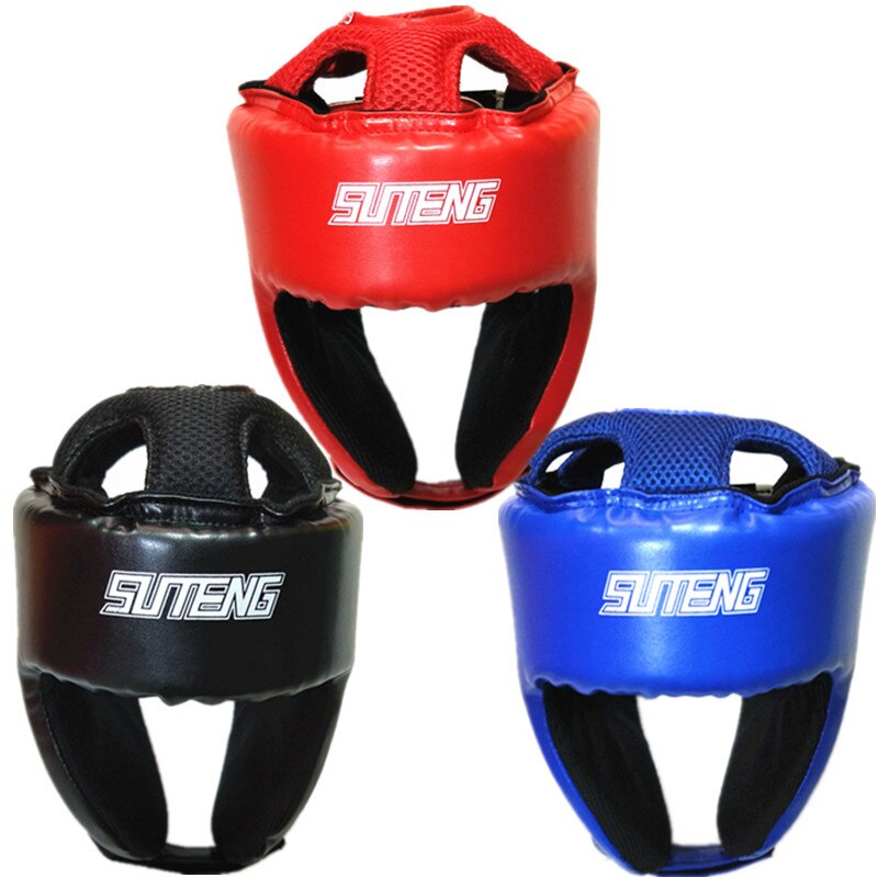Neue Boxen Helm verrotten Kopfbedeckungen Einstellbare Sanda Kickboxen Muay thailändisch unisex Kopf Schutz halb-abgedeckt Keine Maske Gesicht Schutz