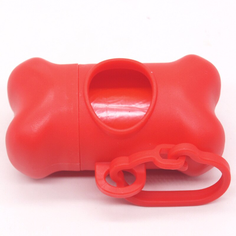 Pet Dog Poop Bag Dispenser Waste Garbage Holder Dispensers Poop Bags Set Bone Pets Cat Dogs Trash Cleaning Supplies Dog Toy: Red