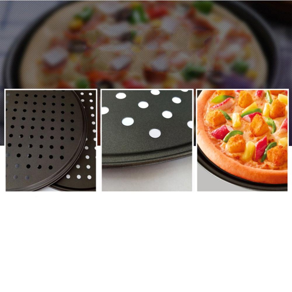 32CM Carbon Steel Non-stick Pizza Baking Pan Mesh Tray Plate Round Deep Dish Pizza Pan Tray Mould Bakeware Baking Tool