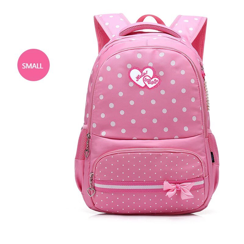 Waterdichte Nylon Schooltas Mooie Meisjes Rugzak Boog Decoraties Boek Tas Voor Meisjes Goedkope Kinderen Zakken Mode: Pink Small