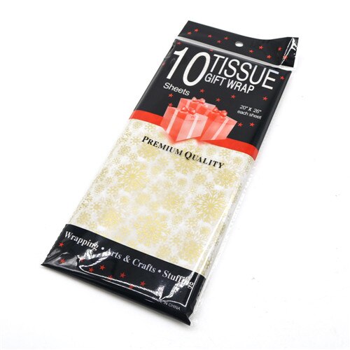 10 Sheets/bag Tissue Paper DIY Handmade Craft Paper Flowers Packing Wedding Festive Party Xmas Home Decor Supplies 50*66 Cm: Snowflake Gold