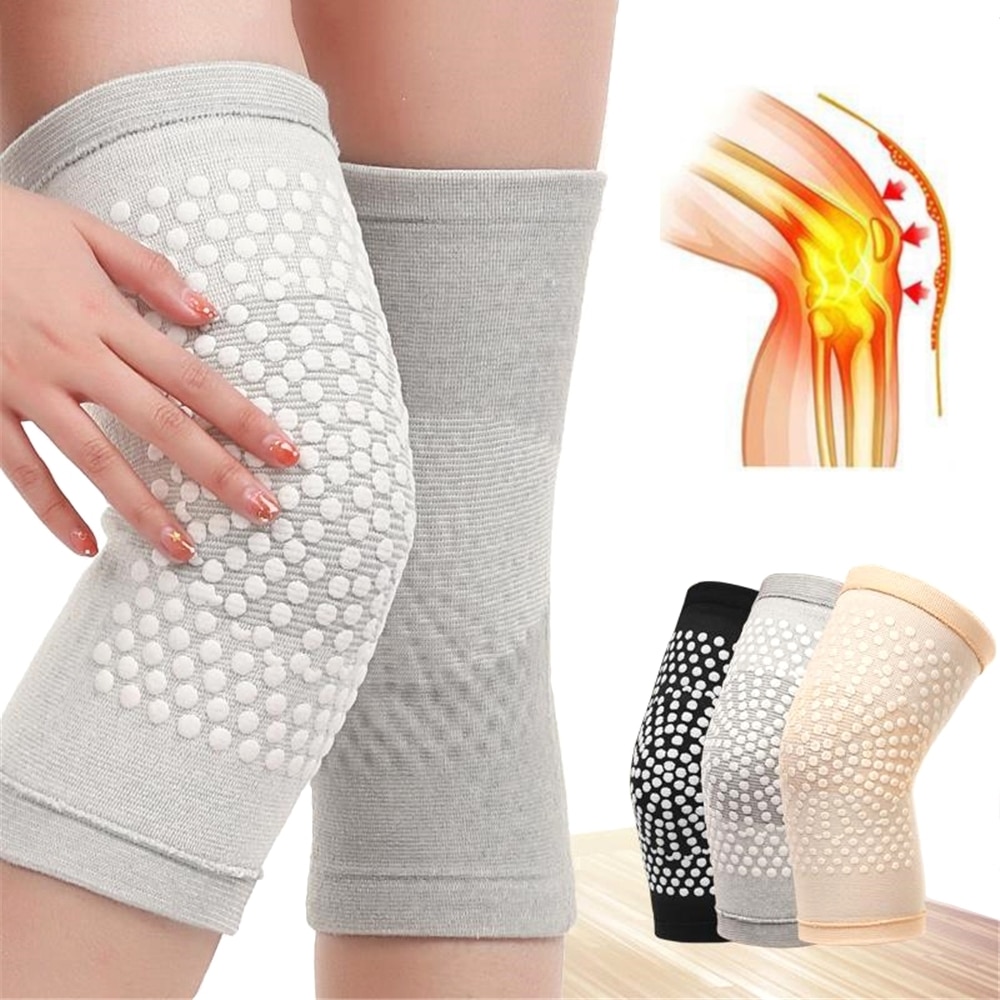 2 stk selvopvarmende støtte knæpude knæbøjle varm til gigt ledsmerter lindring skade genopretning bælte knæ massager benvarmer